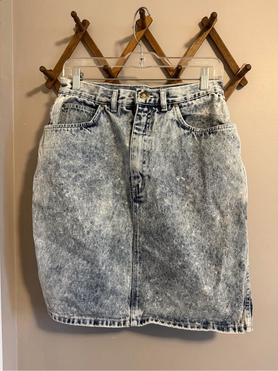 Vintage Dresses & Skirts - Vintage Unleaded High Waisted Acid Wash Denim Pencil Mini Skirt Blue S